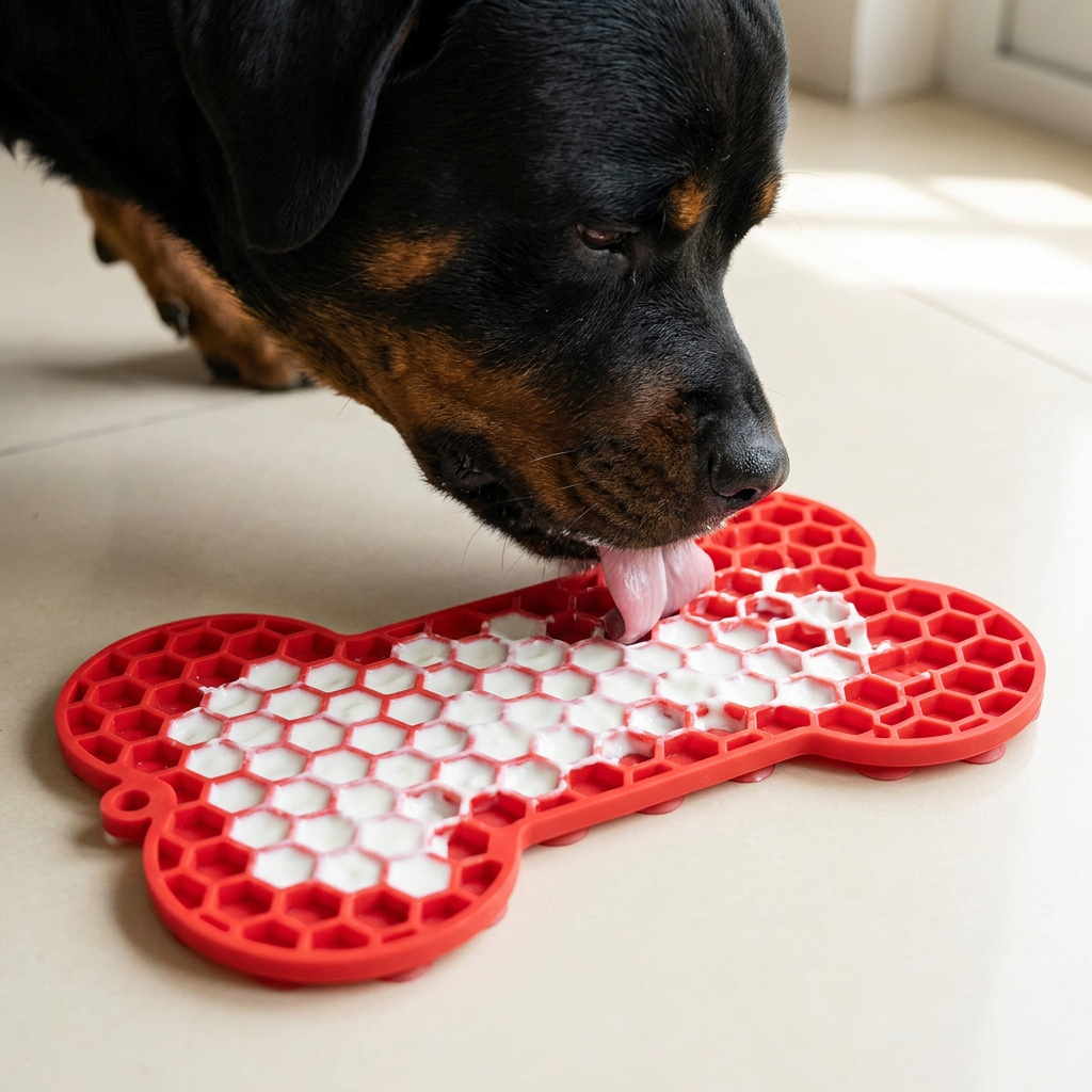 Yogurt lick mat detail with suction cups